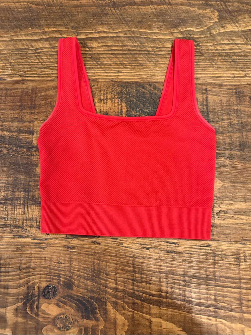 all in motion Red Ribbed Seamless Crop Tank